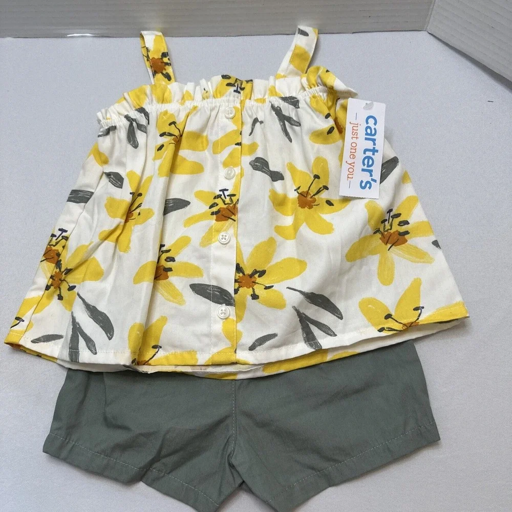 Carter's Baby Girls Floral Ruffle Dress Top & Short Set Size‎ 12M NWT